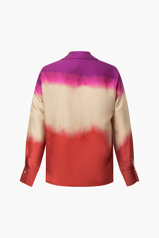 Xanthe - Strakke Satijnen Ombre Dames Langemouwen Shirt