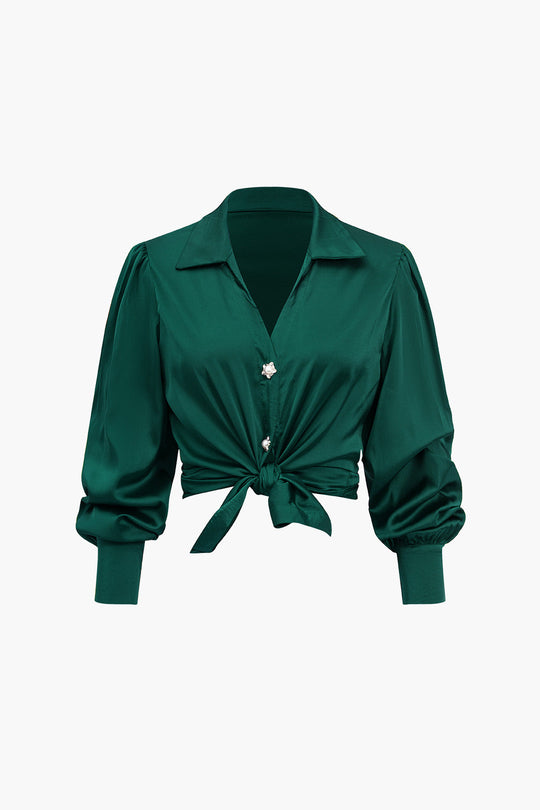 Yolanda - Glad Satijnen Comfort Vrouwen Langemouw Shirt