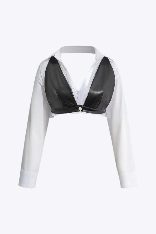Zabrina - Elegante Kleurblok Look Vrouwen Lange Mouwen Shirt