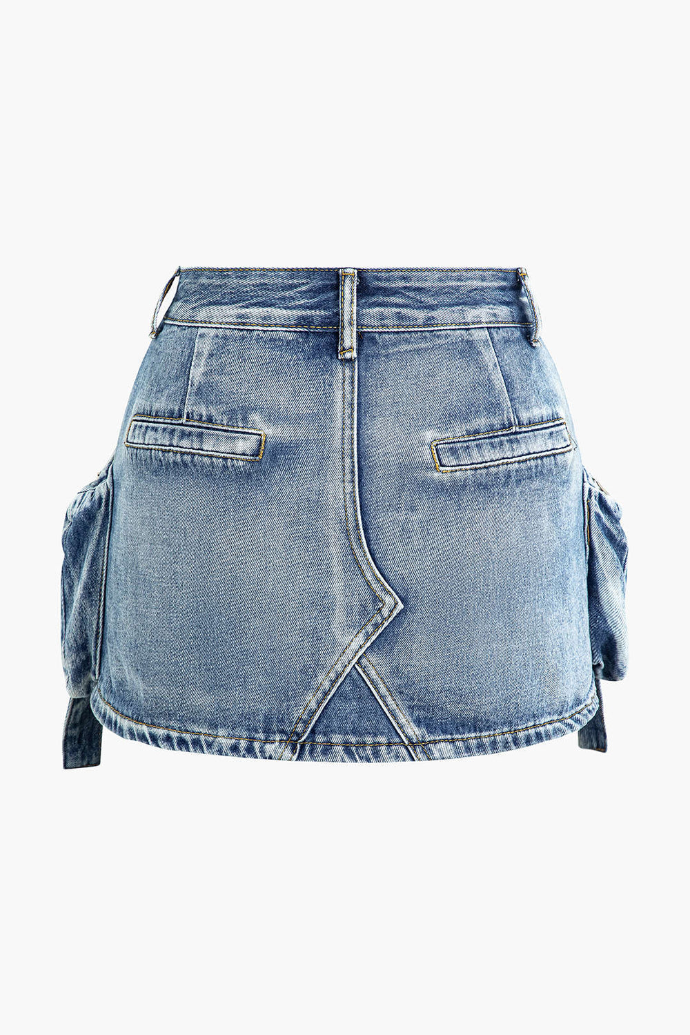 Vervaagde Pocket Denim Mini Rok