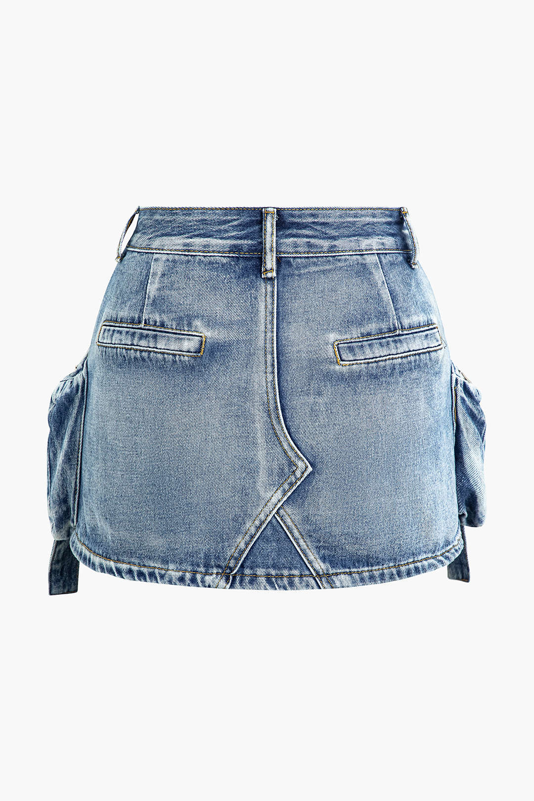 Vervaagde Pocket Denim Mini Rok