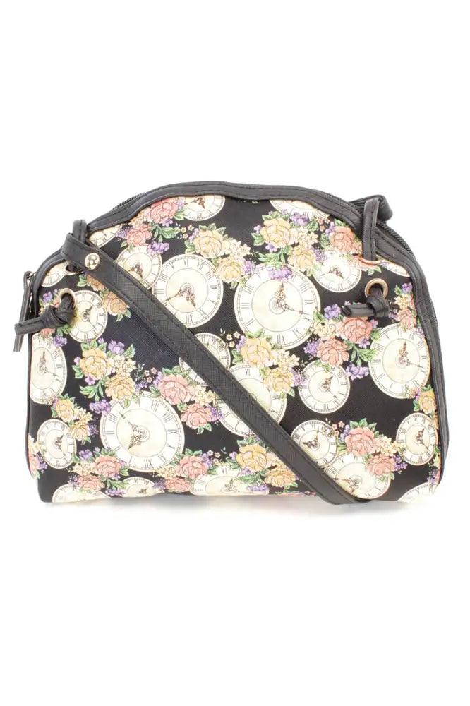 Zwarte Klokprint Mini Nepleren Handtas – Tijdloos en Trendy