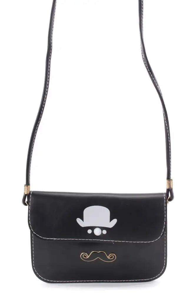 Zwarte Hoge Hoed Snor Hanger Nep Leer Clutch