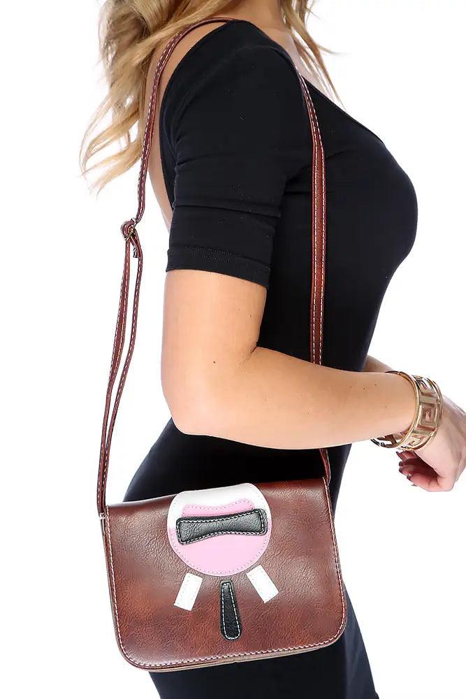 Bruin Patch Ontwerp Messenger Crossbody Handtas