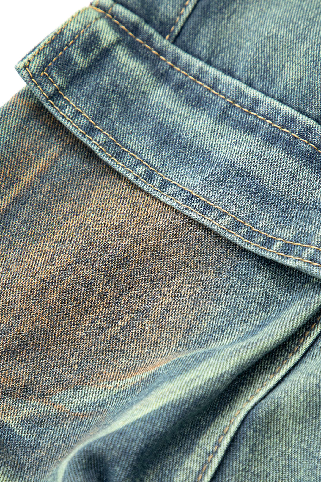 Vlekkige Multi Flap Pocket Straight Leg Cargo Jeans