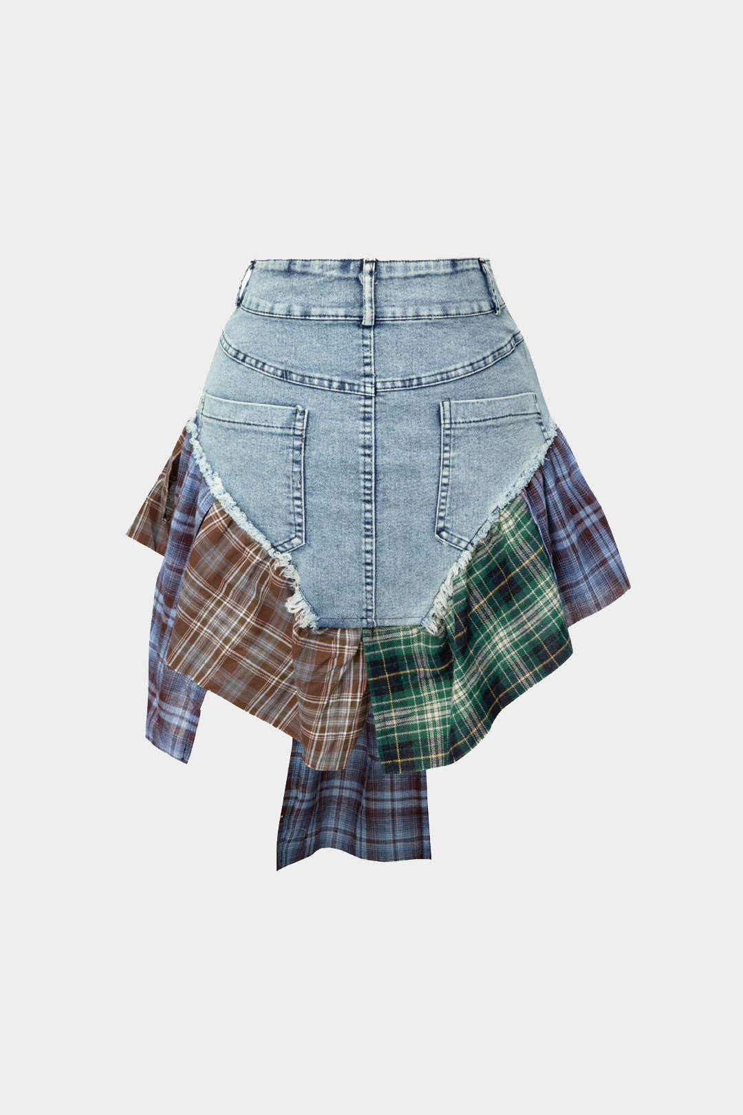 Asymmetrische Patchwork Denim Minirok