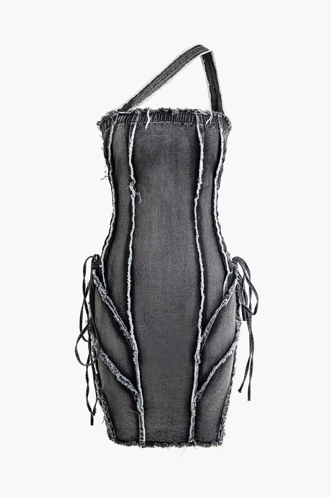 Asymmetrische Franje Denim Mini Jurk