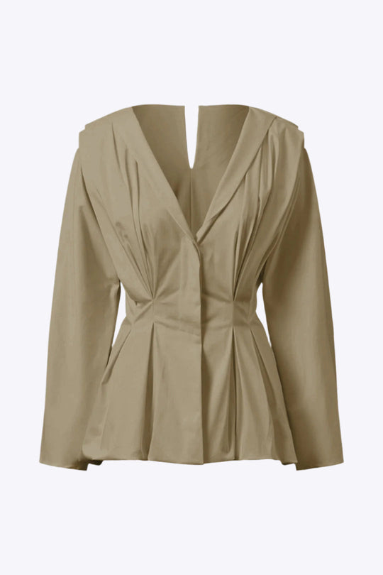 Xara - Chic en Vloeiende Plissé Dames Langemouw Shirt