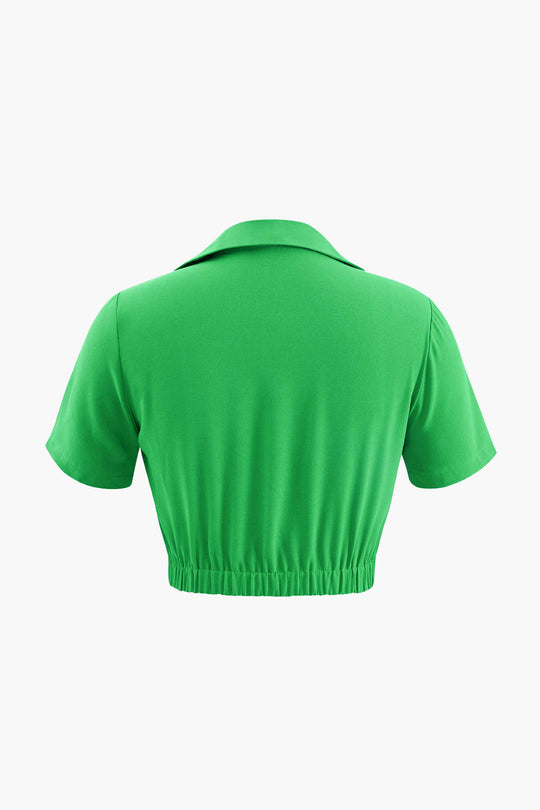 Viridis - Moderne Twist Stijl Dames Cropped Shirt