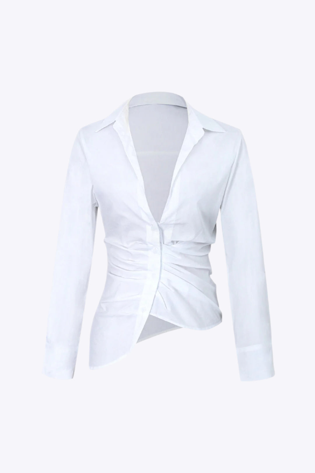 Winifred - Chique Asymmetrische Hem Vrouwen Plissé Shirt