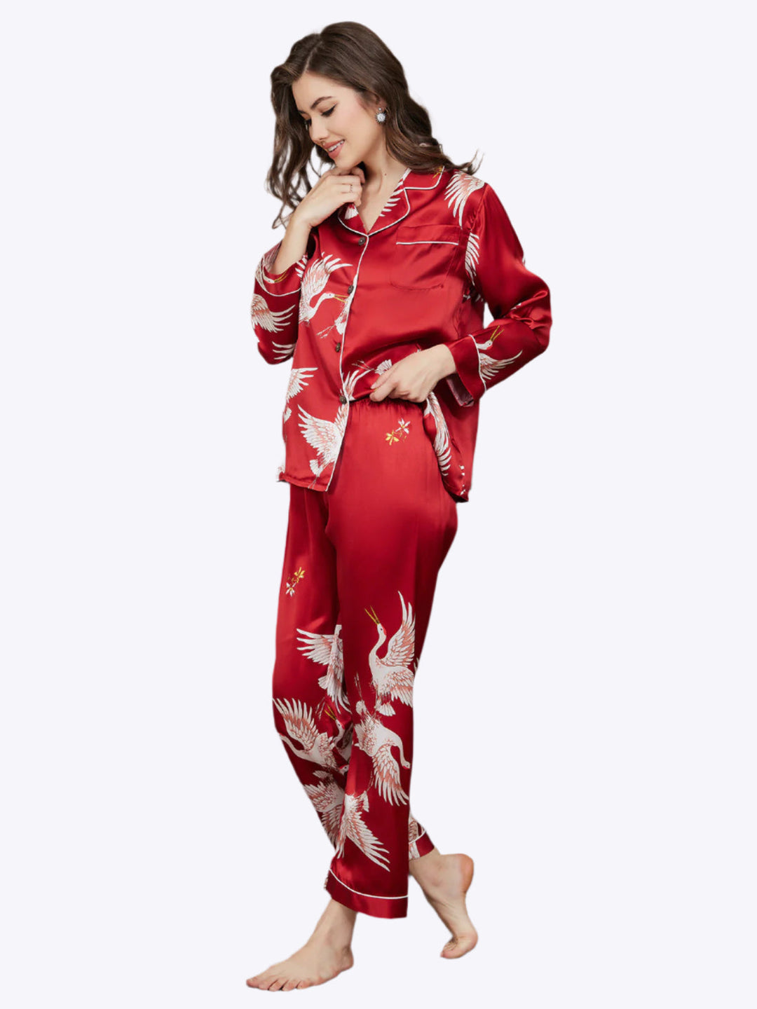 Ailith - Verfijnde Binding Trim Dames Pyjama Set