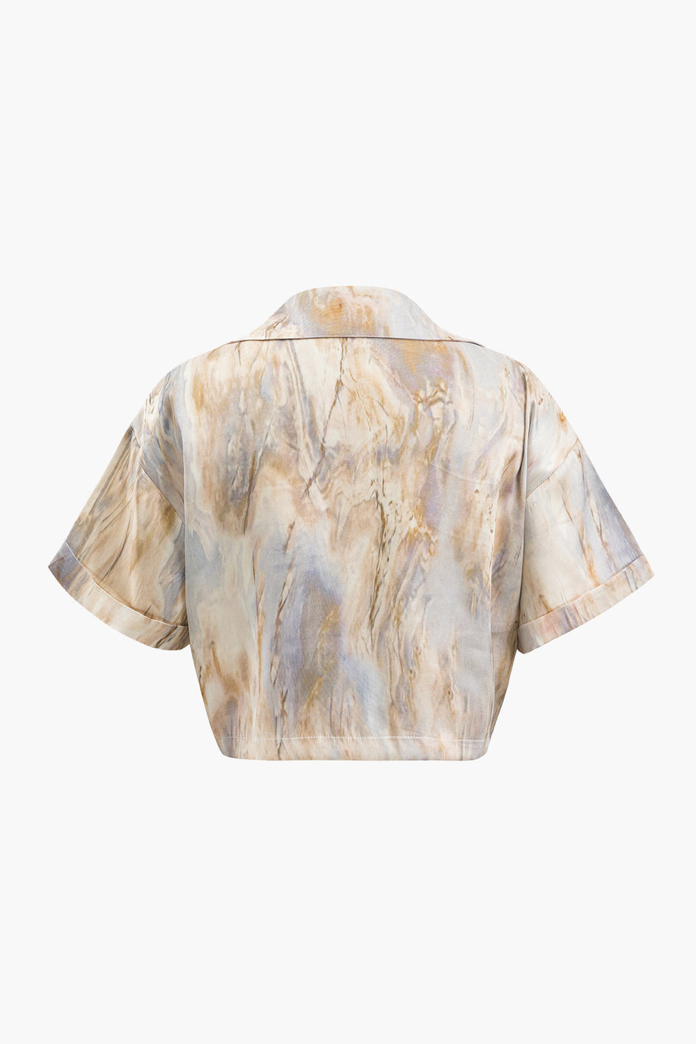 Wilderose - Elegante Marmerprint Dames Crop Shirt