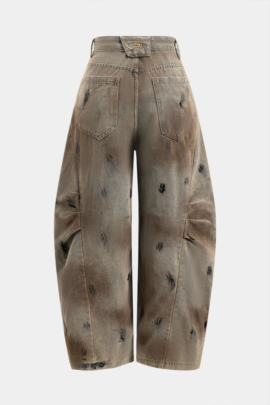 Vuil Denim Wijde Pijp Barrel Jeans