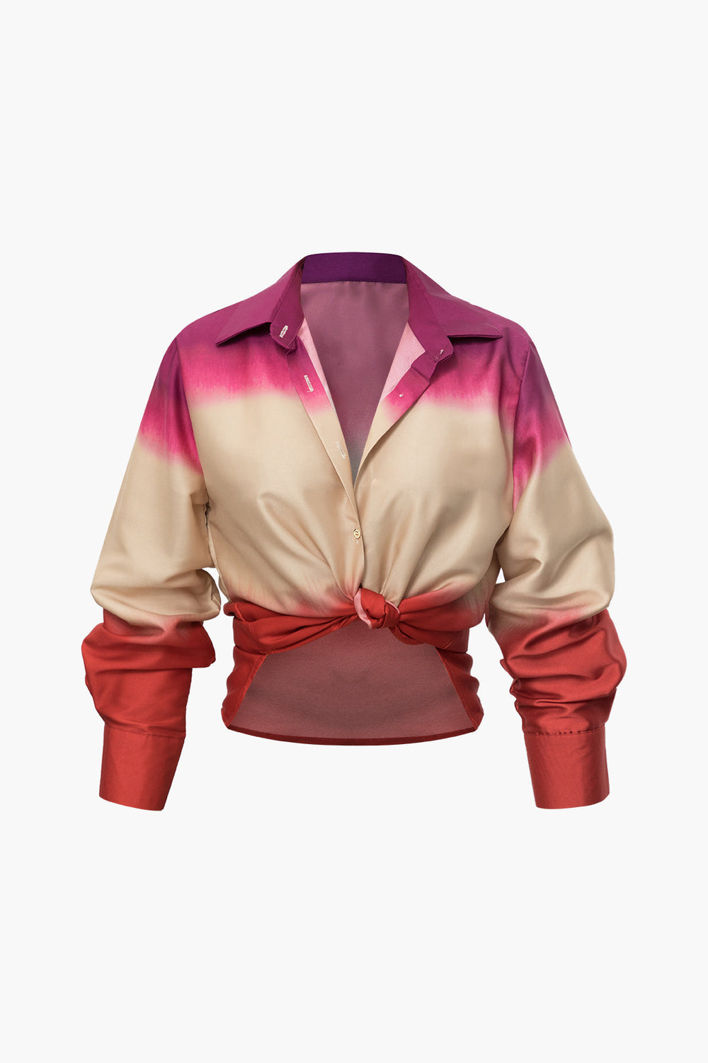 Xanthe - Strakke Satijnen Ombre Dames Langemouwen Shirt