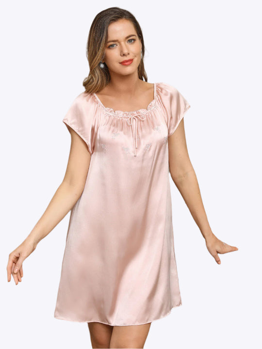 Azalea - Gezellige Effen Moerbeien Nachtjapon voor Dames