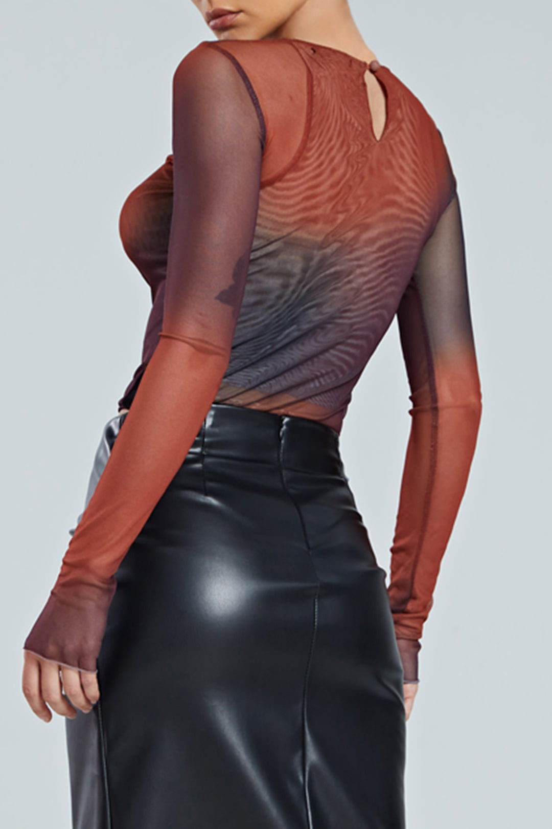 Violeta - Chic Doorzichtig Tie Dye Dames Langsleeve Top