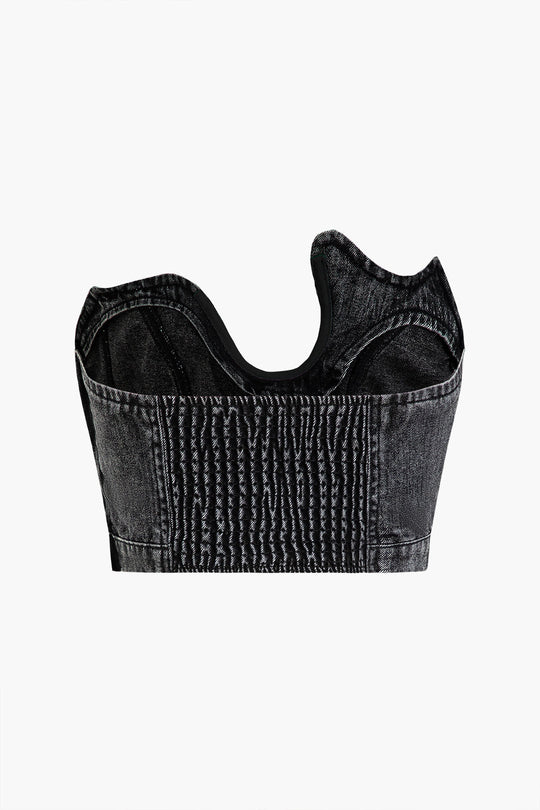 Asymmetrische Denim Tube Top