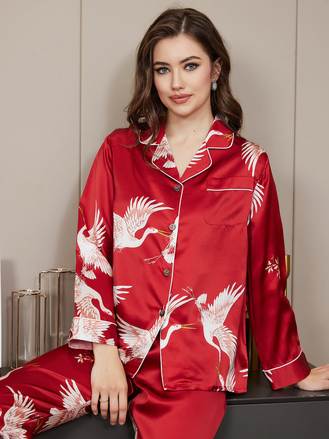 Ailith - Verfijnde Binding Trim Dames Pyjama Set