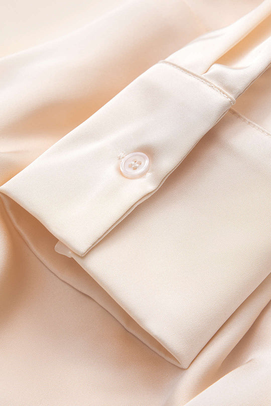 Beatrix - Tijdloze Gerimpelde Satijnen Dames Langemouwen Shirt