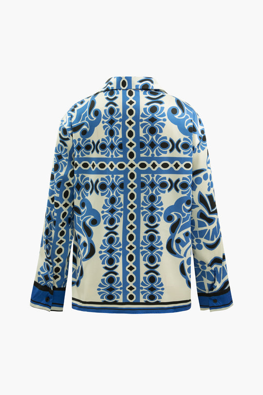 Whitney - Uniek Gedrukt Pocket Dames Langs Mouw Shirt