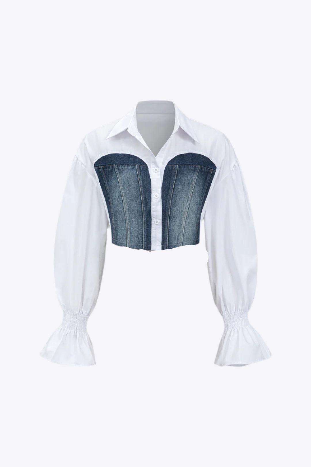 Winnie - Uniek ontwerp met klokmouwen voor dames denim shirt