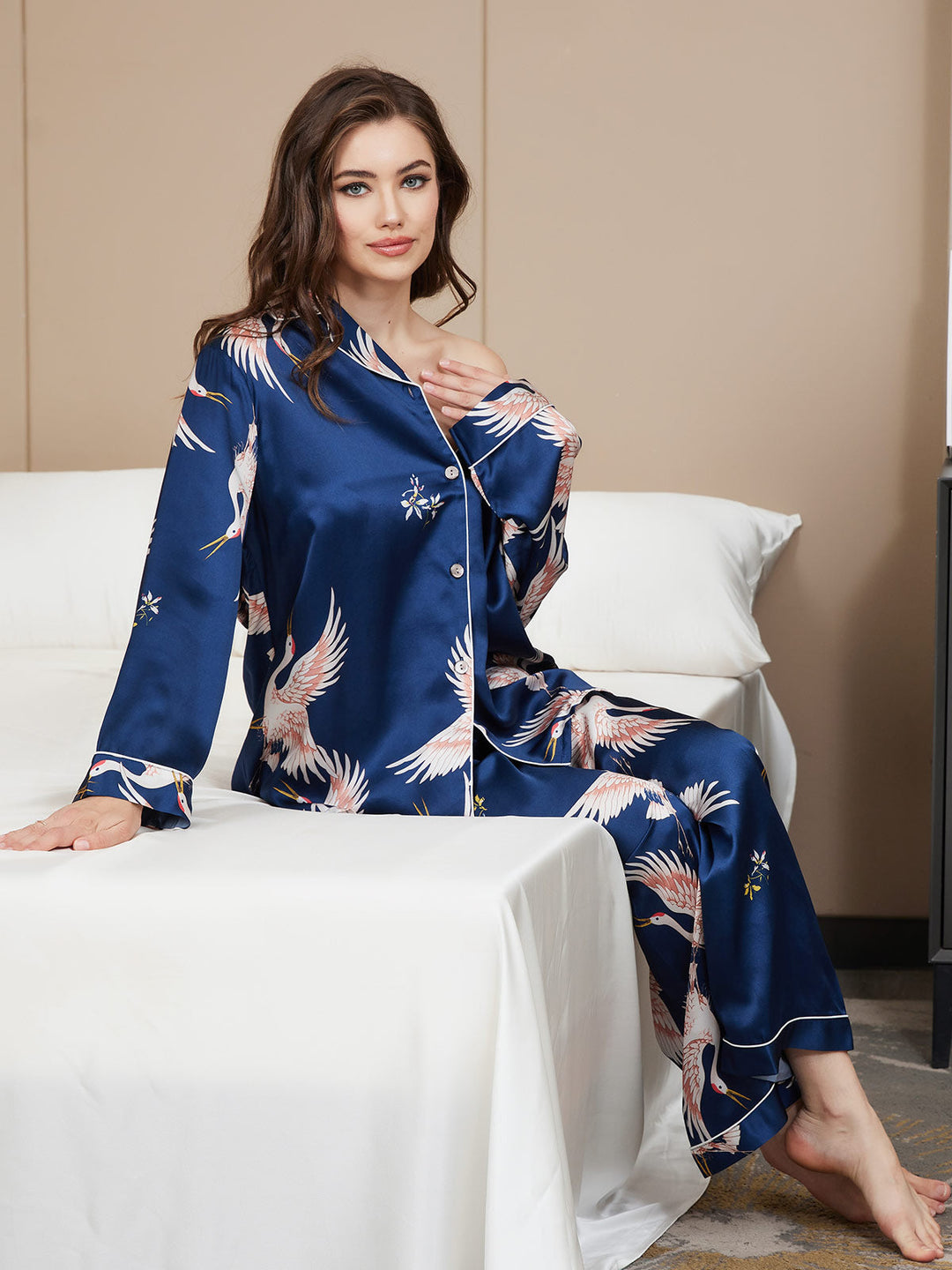 Ailith - Verfijnde Binding Trim Dames Pyjama Set