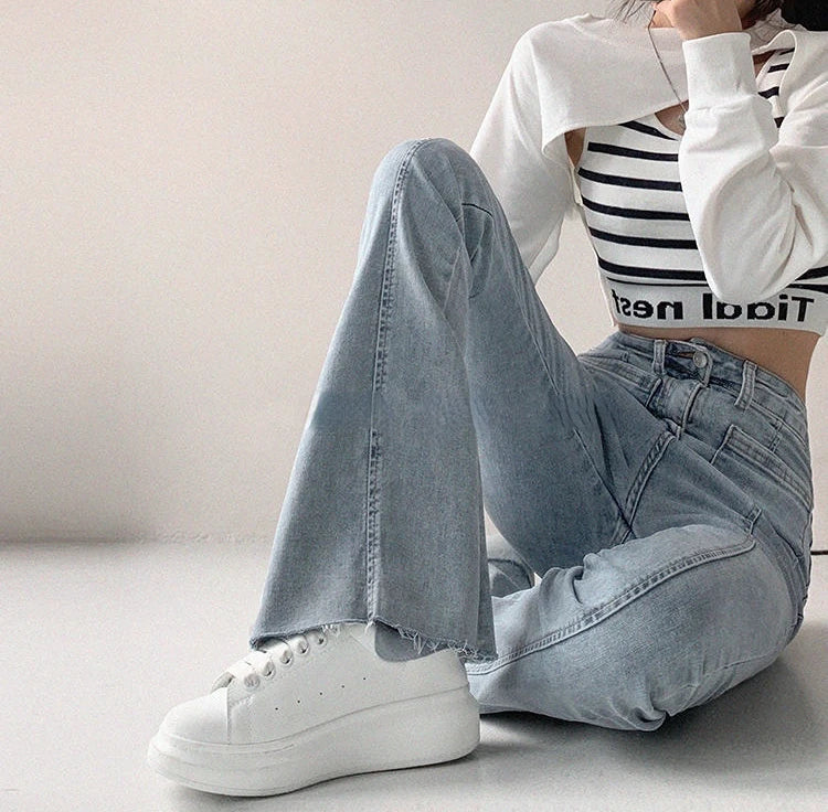 Vintage Flare Damesjeans met Subtiele Slijtage