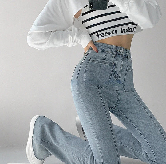 Vintage Flare Damesjeans met Subtiele Slijtage