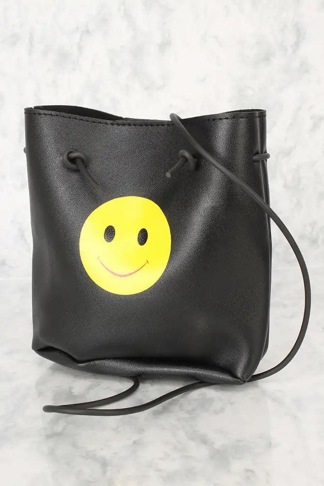 Zwarte Kleine Schoudertas met Smiley Print – Speels & Urban