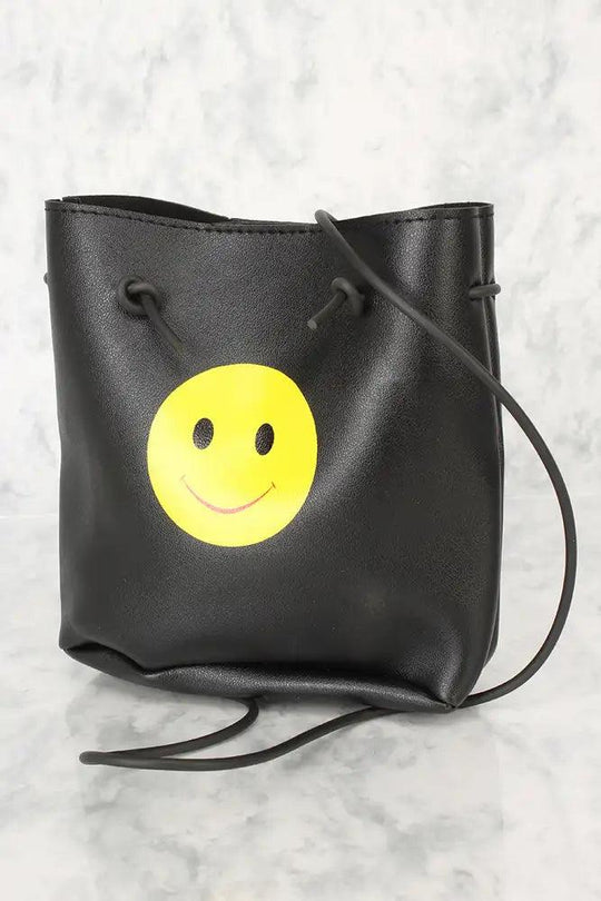 Zwarte Kleine Schoudertas met Smiley Print – Speels & Urban