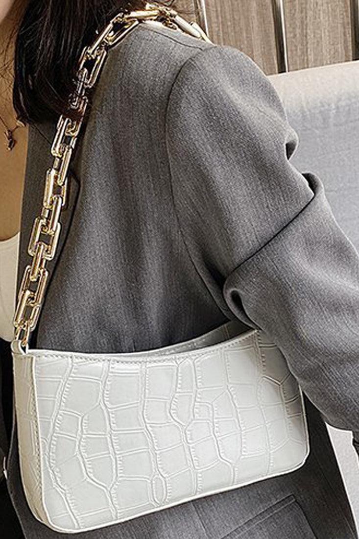 Witte Gouden Krokodilprint Handtas