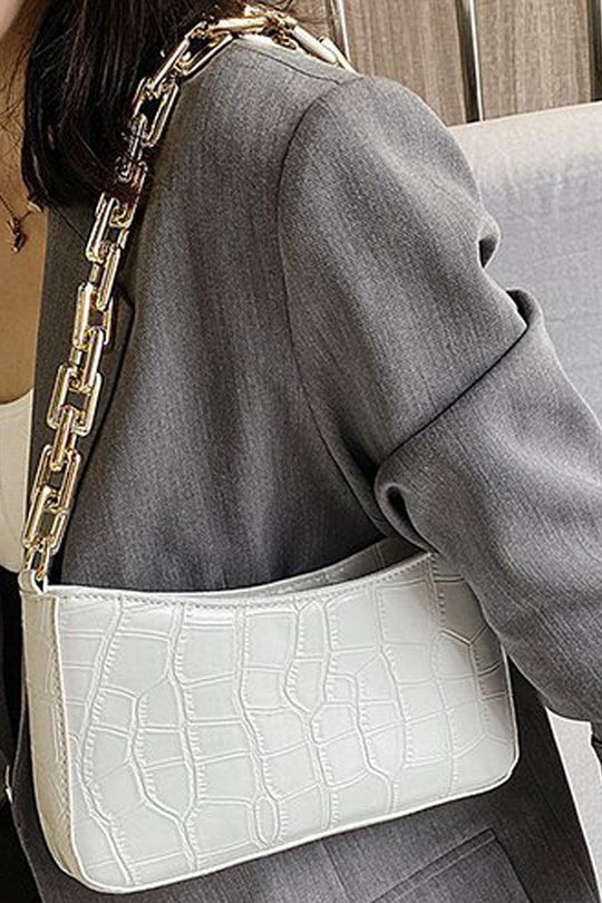 Witte Gouden Krokodilprint Handtas