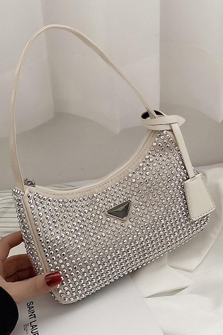 Witte Rhinestones Mini Handtas