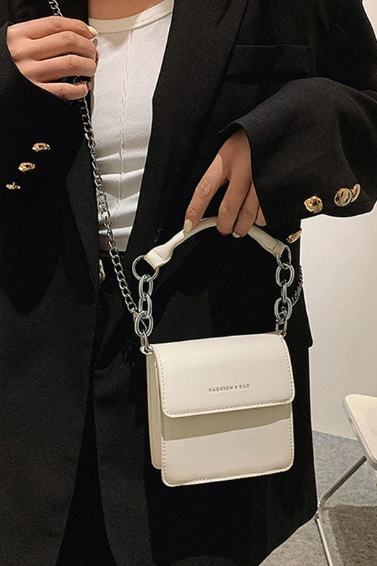 Witte Zilveren Ketting Accent Handtas