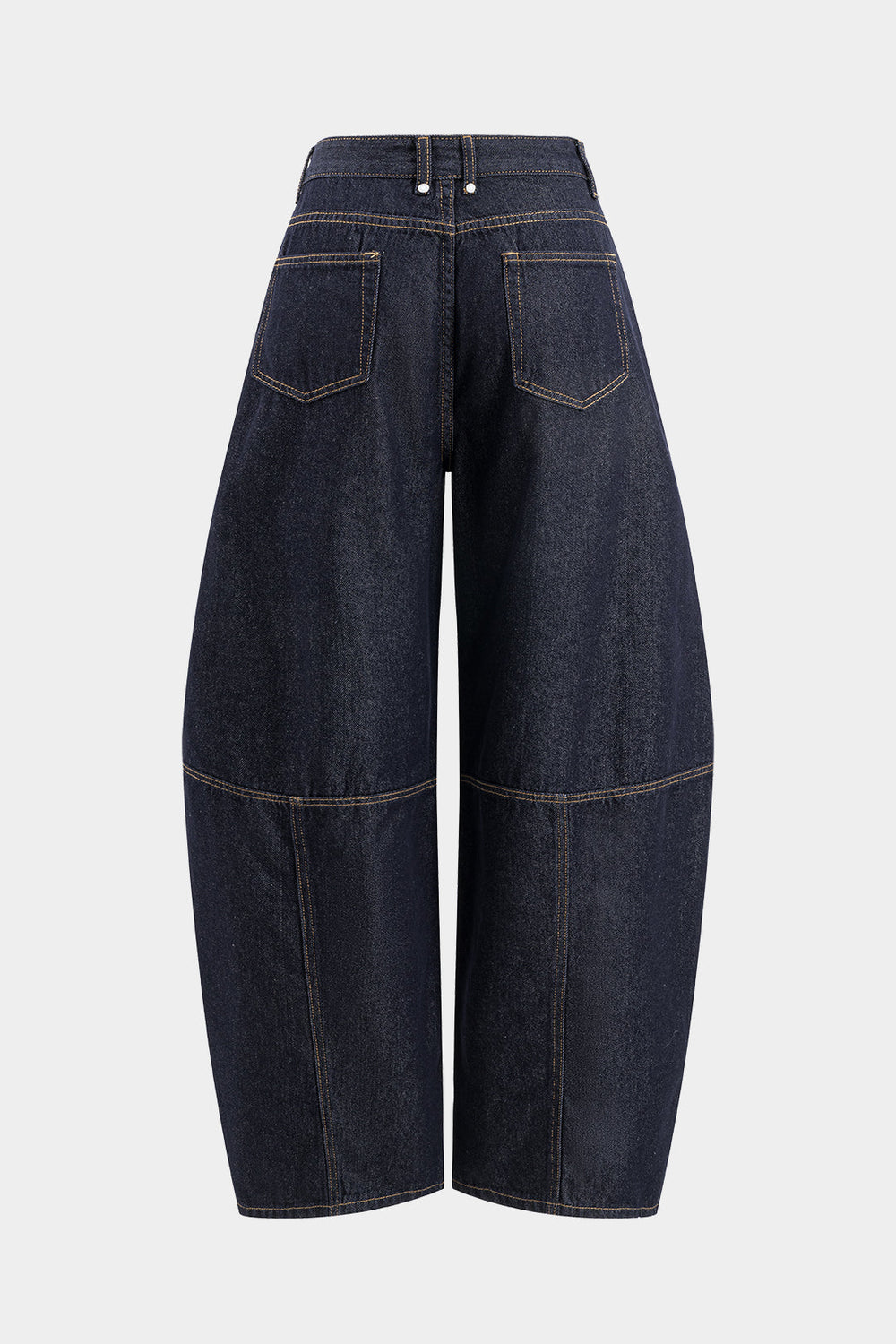 Denim Whipstitching Metallic Wide Leg Barrel Jeans