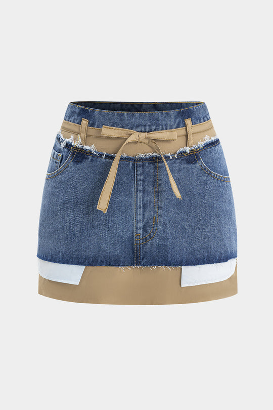 Denim Patchwork Mini Rok