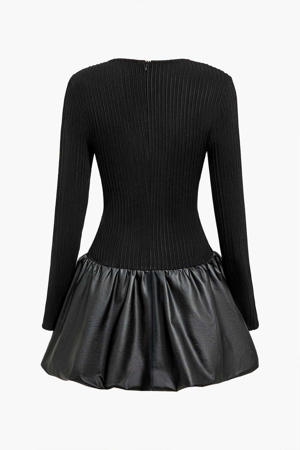 PU Patchwork Ruched Square Neck Mini Jurk