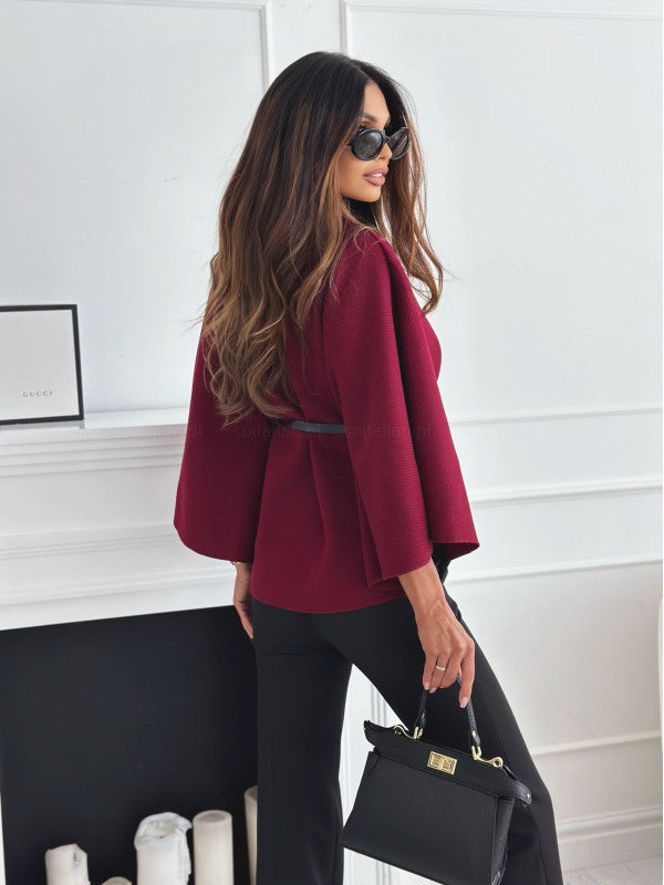 Dames Batwing Cloak Top | Met Riem en Staande Kraag | Losse Mantelstijl voor Casual en Chique Gelegenheden