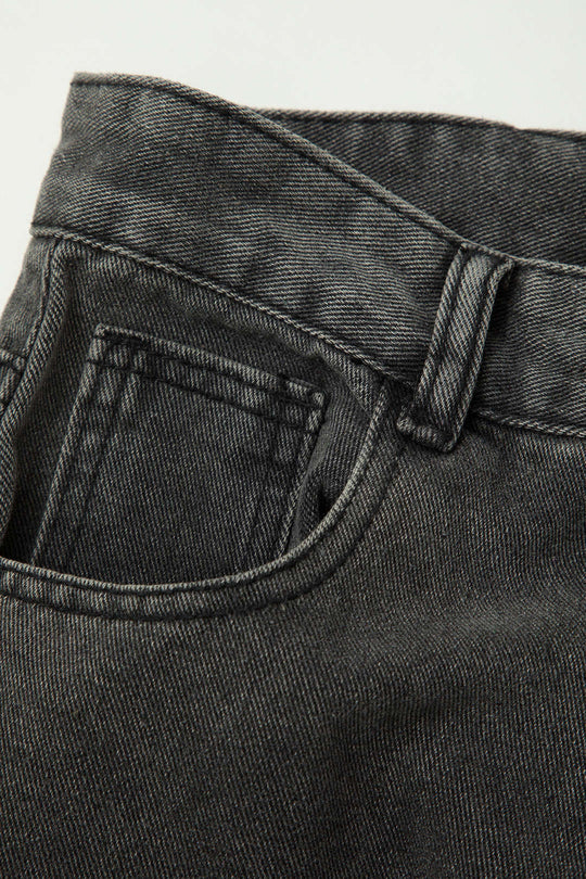 Multi Pocket Rolrand Wijde Pijpen Cargo Jeans