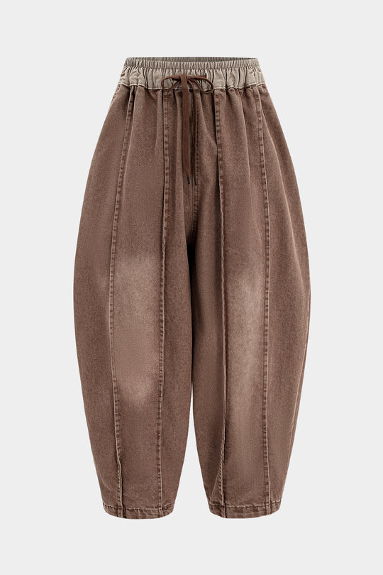 Denim Vervaagde Brede Pijpen Barrel Jeans