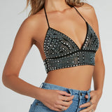 Rhinestone Halter Crop Top, Wanneer Het Feest Roept