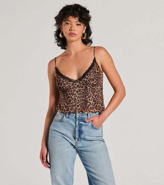Purrfect Fit Luipaardprint Mesh Top