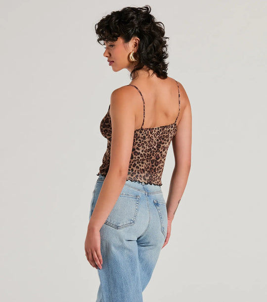 Purrfect Fit Luipaardprint Mesh Top