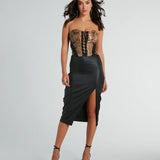 Slangenhuid Strakke Lace-Up Neppellederen Korset Top