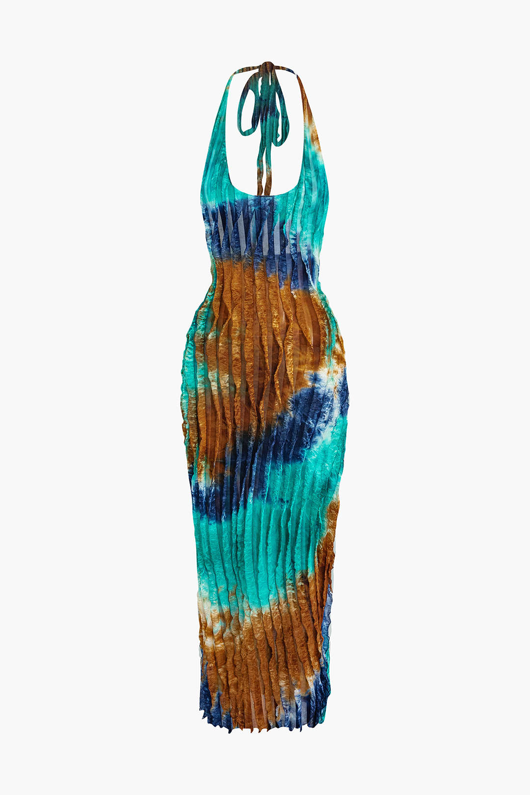 Doorzichtig Rimpel Textuur Halter Rugloze Maxi Jurk