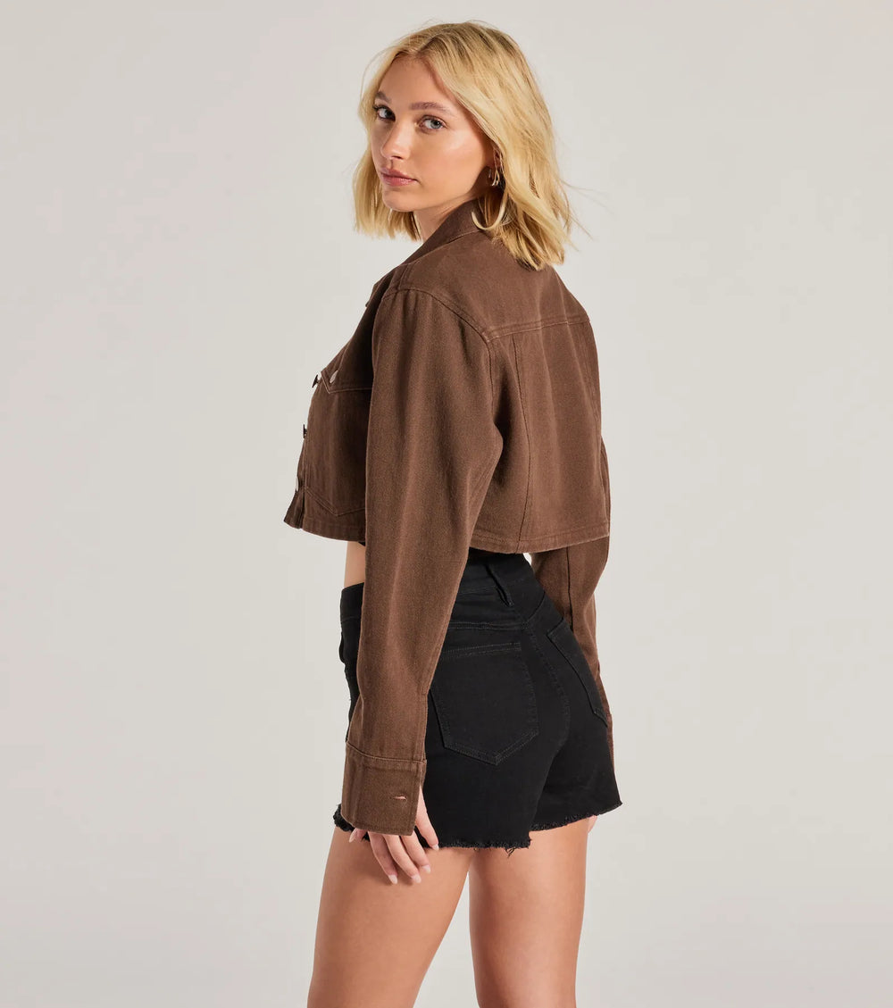Populaire Cutie Lange Mouwen Crop Denim Shacket