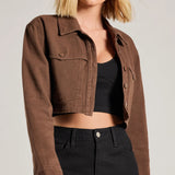 Populaire Cutie Lange Mouwen Crop Denim Shacket