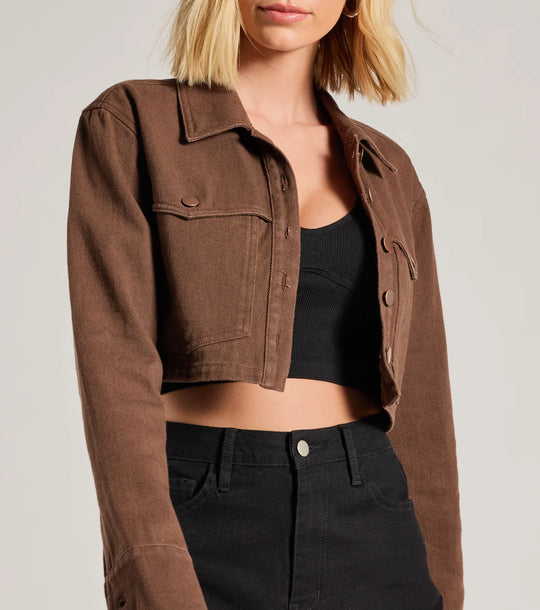 Populaire Cutie Lange Mouwen Crop Denim Shacket