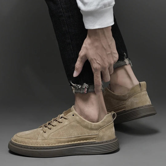 Heren Casual Veterschoenen met Contrast Zool en Verhoogde Stiksels
