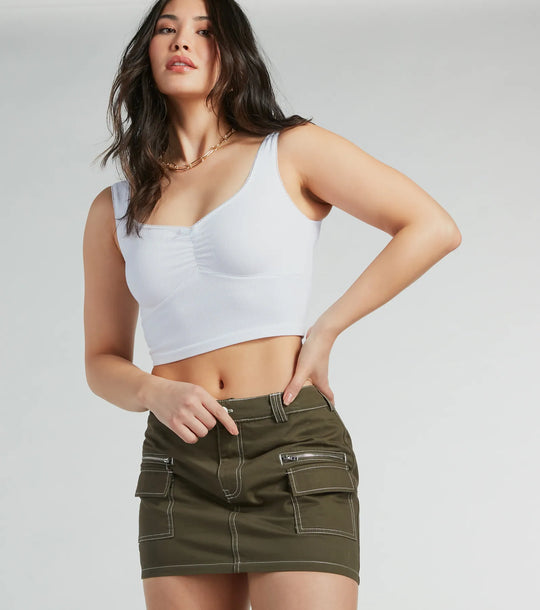 Trendsettende Zelfvertrouwen Hoge Taille Cargo Mini Rok